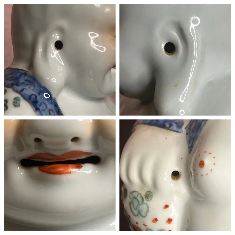 VTG Ceramic Laughing Buddha Figurine Symbol of happiness, wealth, & good fortune - Picture 4 of 16